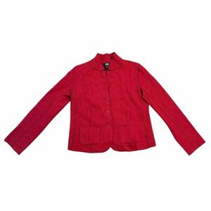 Eileen Fisher Sweater Cardigan Wool Red Large